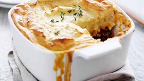 Sheperds Pie 1 e1552924700508 - A simple version of the classic meat and vegetable comfort food casserole topped with cheesy garlic mashed potatoes, this is the best Shepherd's Pie recipe you'll ever make!