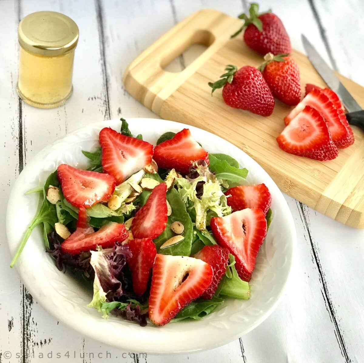 Strawberry Almond Salad with Honey Vinaigrette Salad Dressing » Salads for Lunch