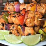 Perfectly paired with white wine pinot grigio, this Chili Lime Chicken Skewers with Veggies makes a nice and healthy summer BBQ dish. #chickenskewers #chililime #salads4lunch