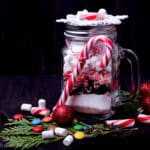Dry layered mix to prepare hot chocolate. Christmas gift idea.
