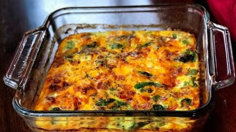 Meal Prep Keto Sausage, Egg, and Spinach Breakfast Casserole is the perfect quick and easy make-ahead, meal prep dish with cheese, sauteed onions, and peppers. This dish is keto friendly and perfect for keto diets. Serve this dish for your holiday breakfasts and brunch! #KetoBreakfast #KetoFriendly #BreakfastCasserole #MealPrep #MealPrepBreakfast #MealPrepCasserole #HealthyBreakfast