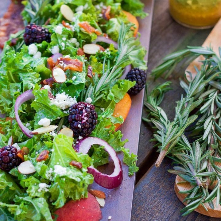 Image for Fall Peach Salad + Rosemary Maple Vinaigrette - Quick & Easy