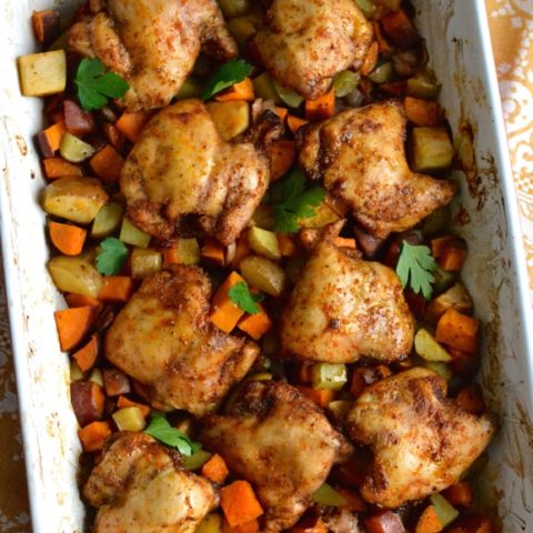 One Pan BBQ Spice Chicken Dinner perfect for a weeknight meal Find the recipe on NotEnoughCinnamon.com2 - Is there anything better than making an entire meal on one pan? No there is not. I compiled 19 healthy sheet pan chicken recipes that make weeknight meals a breeze!