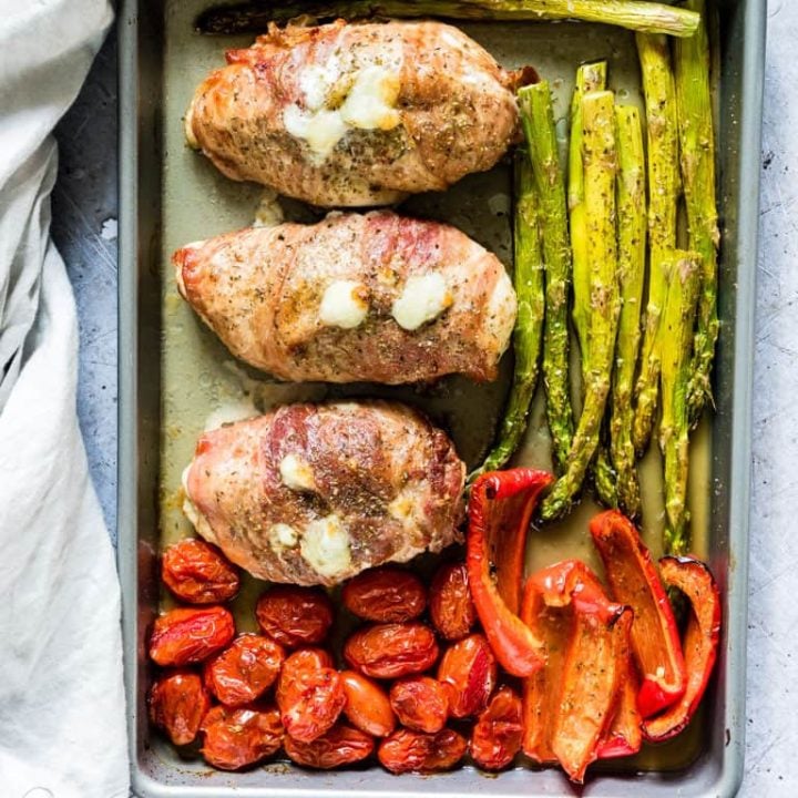 PROSCIUTTO WRAPPED CHICKEN 18 - Is there anything better than making an entire meal on one pan? No there is not. I compiled 19 healthy sheet pan chicken recipes that make weeknight meals a breeze!