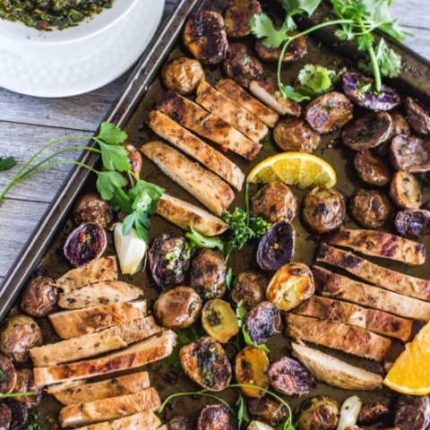 sheet pan mojo chicken e1549818552444 - Is there anything better than making an entire meal on one pan? No there is not. I compiled 19 healthy sheet pan chicken recipes that make weeknight meals a breeze!