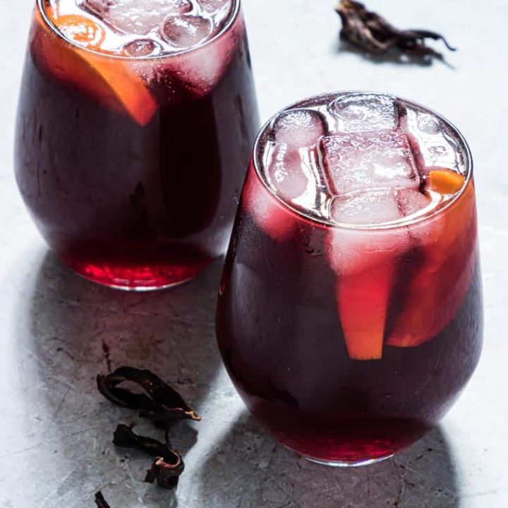 Two glasses of Jamaican Sorrel.