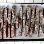 An easy Double Chocolate Biscotti Recipe that is perfect to serve with coffee or share as gifts during the holidays.