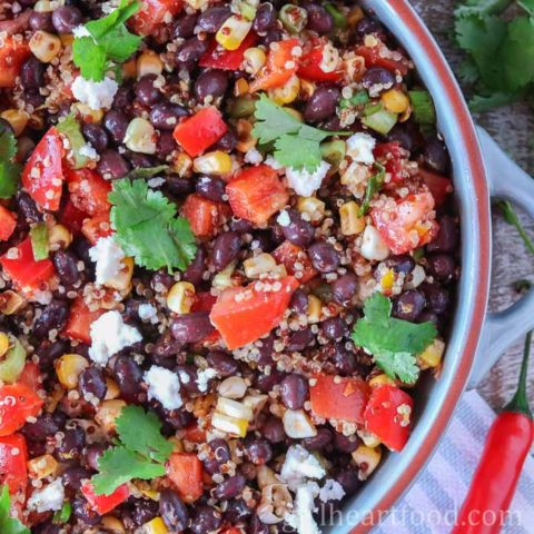 Mexican Quinoa Salad 3 a - Let’s go keen-wah crazy with this tasty round-up of easy quinoa salad recipes to take to your next potluck! These delicious quinoa salad recipes are gloriously gluten-free with lots of vegetarian options too.