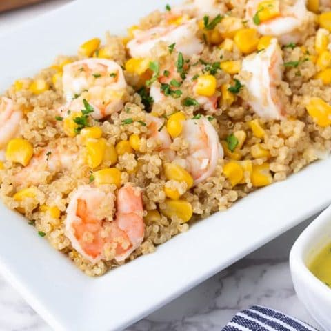 Shrimp Quinoa Salad Recipe Image 5 - Let’s go keen-wah crazy with this tasty round-up of easy quinoa salad recipes to take to your next potluck! These delicious quinoa salad recipes are gloriously gluten-free with lots of vegetarian options too.