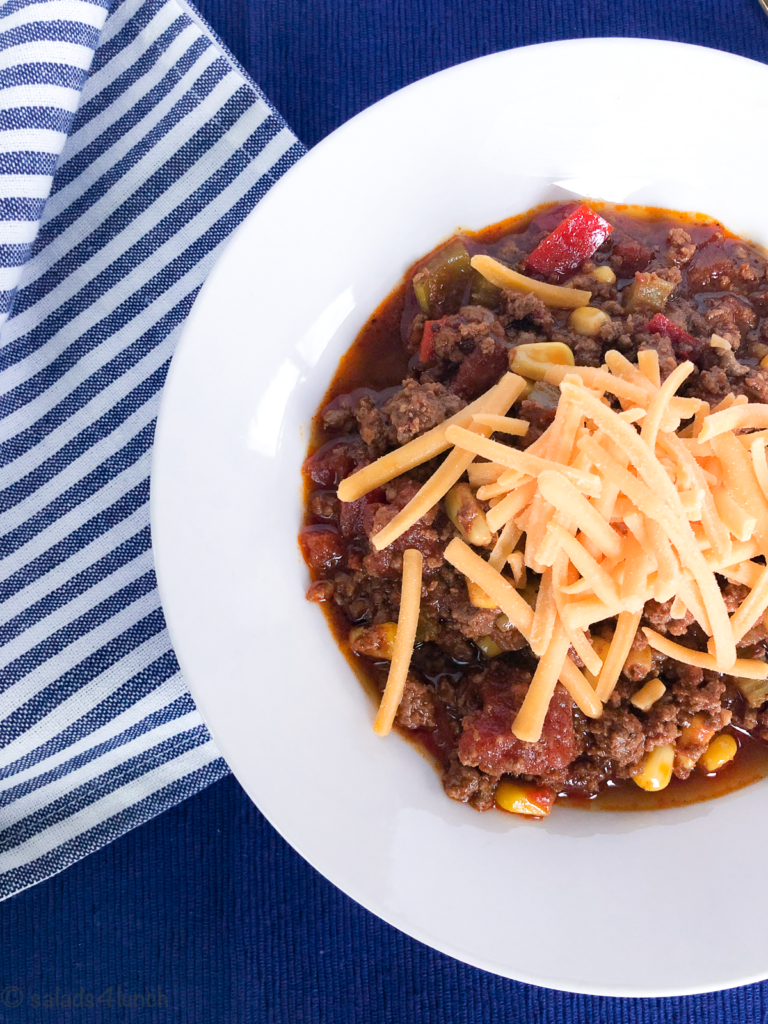 No Bean Keto Instant Pot Chili Salads for Lunch