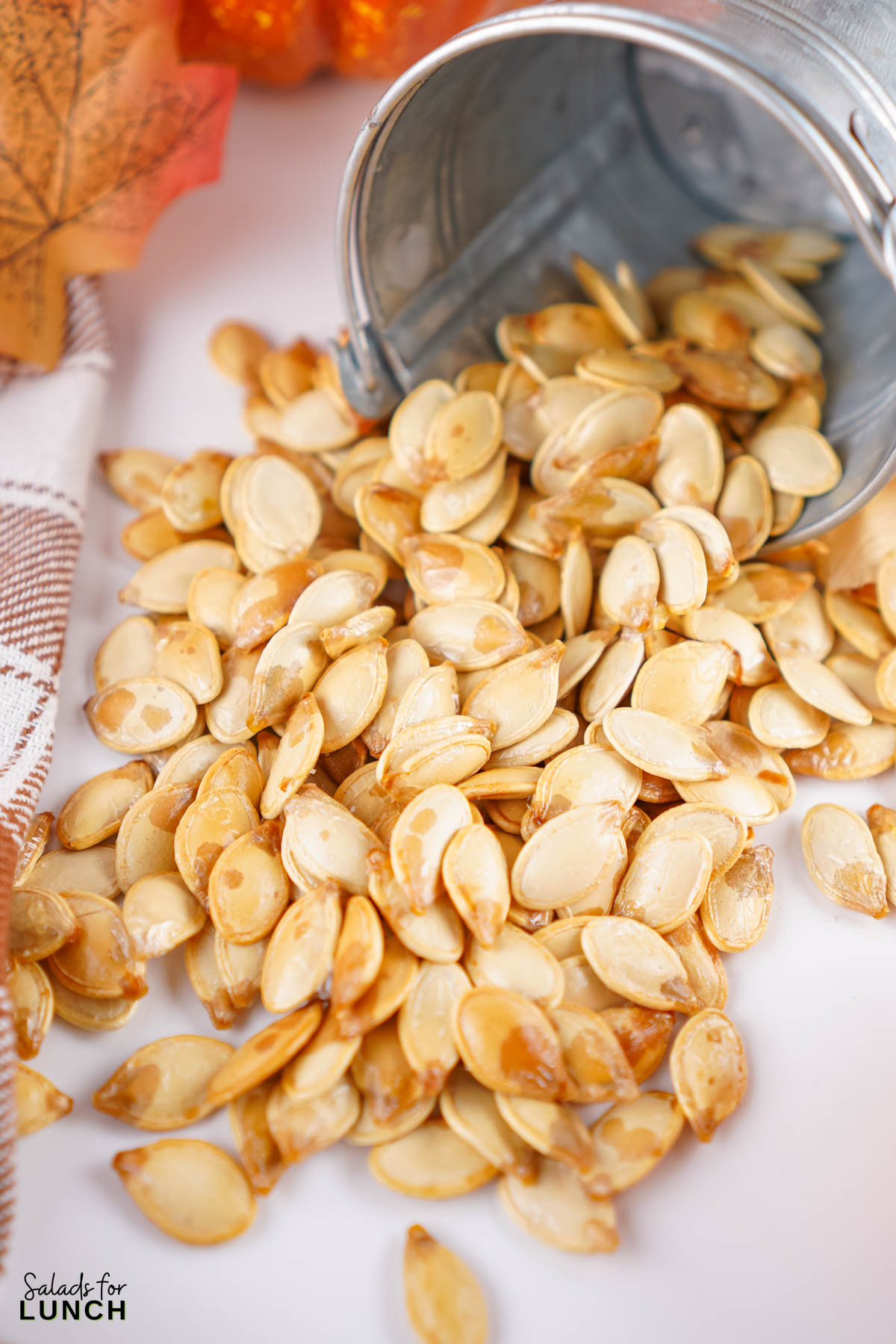 Roasted Pumpkin Seeds 25 - Next time you carve pumpkins or cook fresh pumpkins don't throw out the pumpkin seeds. They make great snacks that are rich in fiber and kids love them. Purists will want only salt as a seasoning, but if you're feeling adventurous, experiment and have fun with seasoning blends.