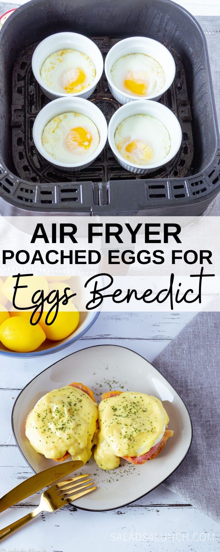 Air Fryer Poached Eggs for Eggs Benedict Salads for Lunch
