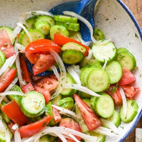 cucumber and tomato salad 3 - Summer is right around the corner, and that means barbecue season! Whether you're searching for a healthy summer salad recipe, making summer salads for a crowd at your next outdoor gathering or just trying to put dinner on the table without having to turn on your oven, I’ve got you covered! Here are 19 refreshing summer salad recipes for you to try!