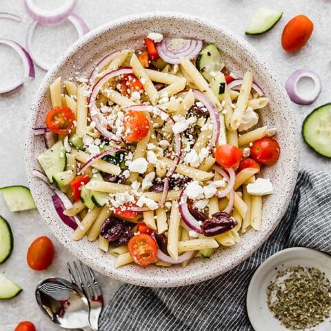 greek pasta salad3 - Summer is right around the corner, and that means barbecue season! Whether you're searching for a healthy summer salad recipe, making summer salads for a crowd at your next outdoor gathering or just trying to put dinner on the table without having to turn on your oven, I’ve got you covered! Here are 19 refreshing summer salad recipes for you to try!