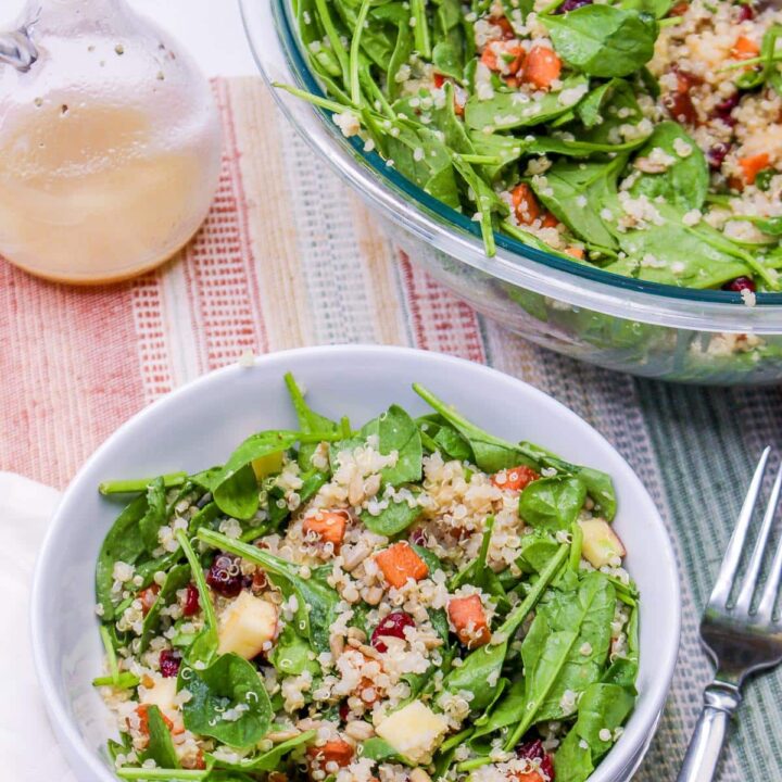 Harvest Quinoa Salad 15 - Let’s go keen-wah crazy with this tasty round-up of easy quinoa salad recipes to take to your next potluck! These delicious quinoa salad recipes are gloriously gluten-free with lots of vegetarian options too.