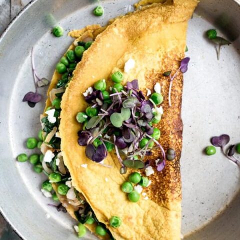 Image for Chickpea omelette with spinach and spring peas [vegan+gluten-free]