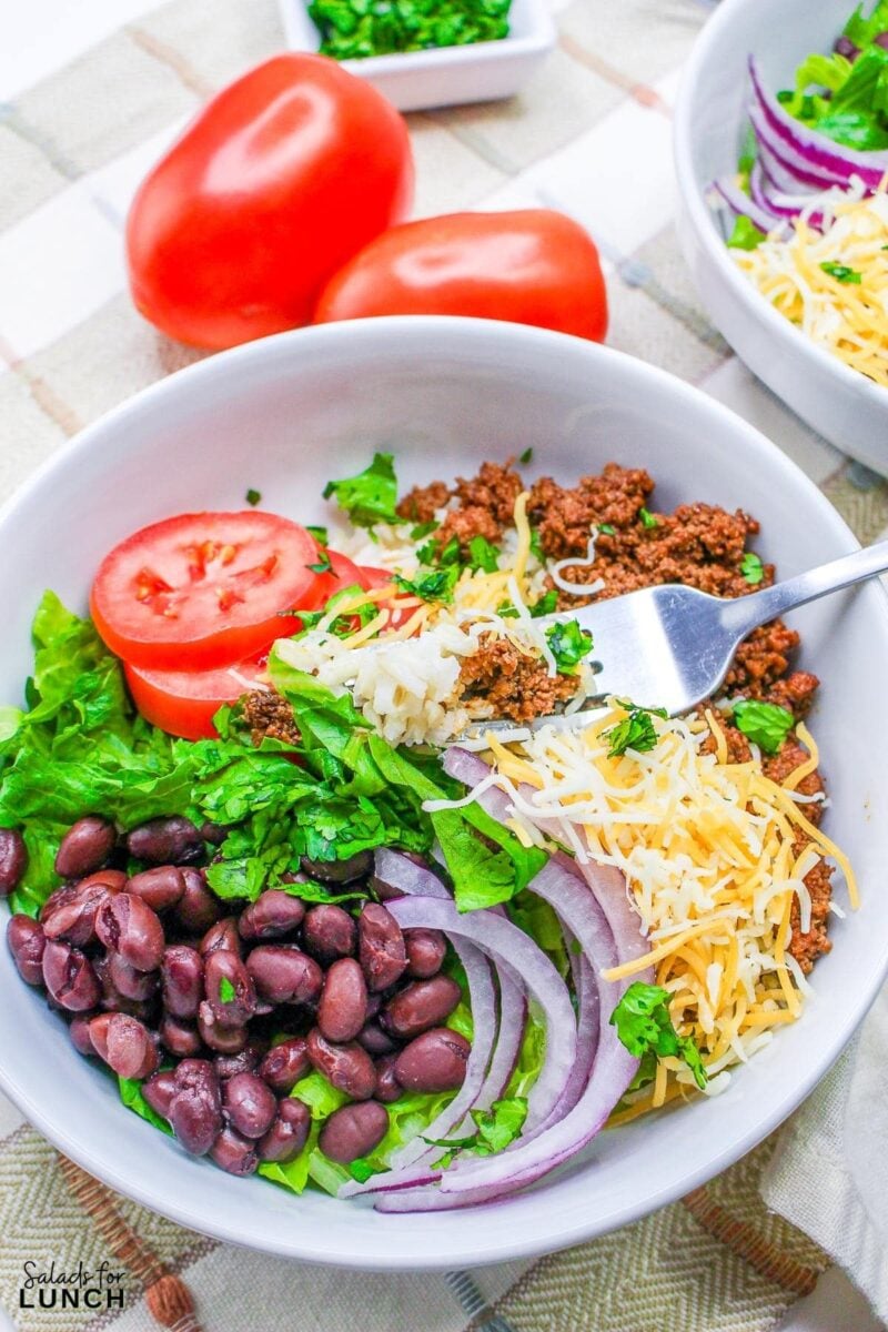 Healthy Low Sodium Ground Turkey Burrito Salad Bowl Recipe