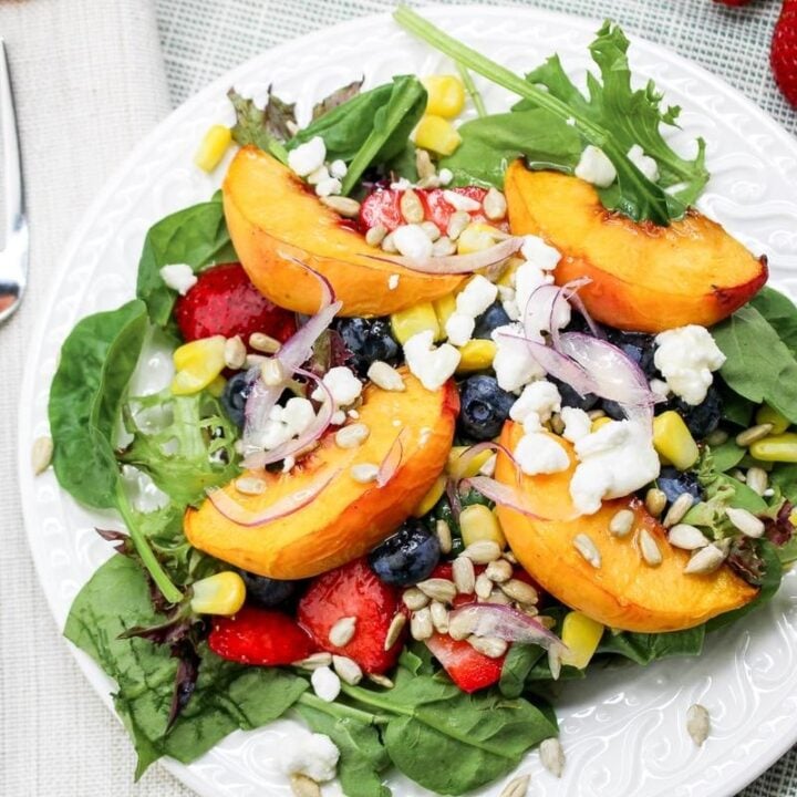 Image for Peach Strawberry and Blueberry Salad with Honey Lime Dressing Recipe