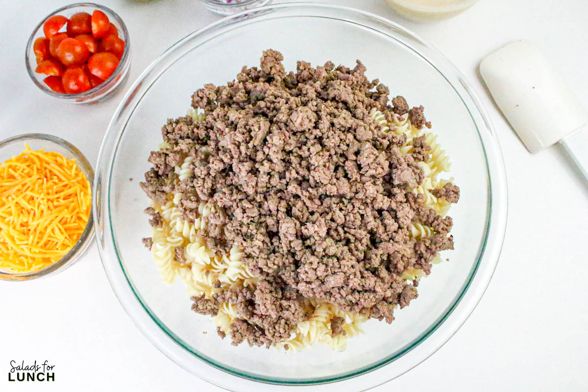 Cheeseburger Pasta Salad - Cheeseburger Pasta Salad Recipe 8 Cheeseburger Pasta Salad Recipe 8 - Move over boring potato salad—there’s a new dish in town and it tastes just like your favorite cheeseburger! This cheeseburger pasta salad is everything you love about a juicy burger all mixed up into a creamy, crave-worthy pasta salad.