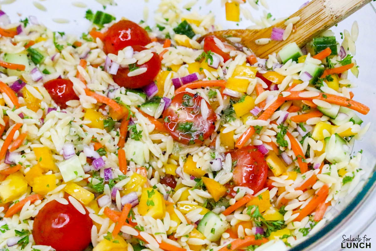 Rainbow Orzo Salad - Rainbow Orzo Salad Recipe 7 Rainbow Orzo Salad Recipe 7 - This Rainbow Orzo Salad is a colorful, veggie-packed dish that’s quick to make and full of bright, fresh flavors. Tossed in a simple lemony dressing, it’s perfect as a light meal or a vibrant side dish.