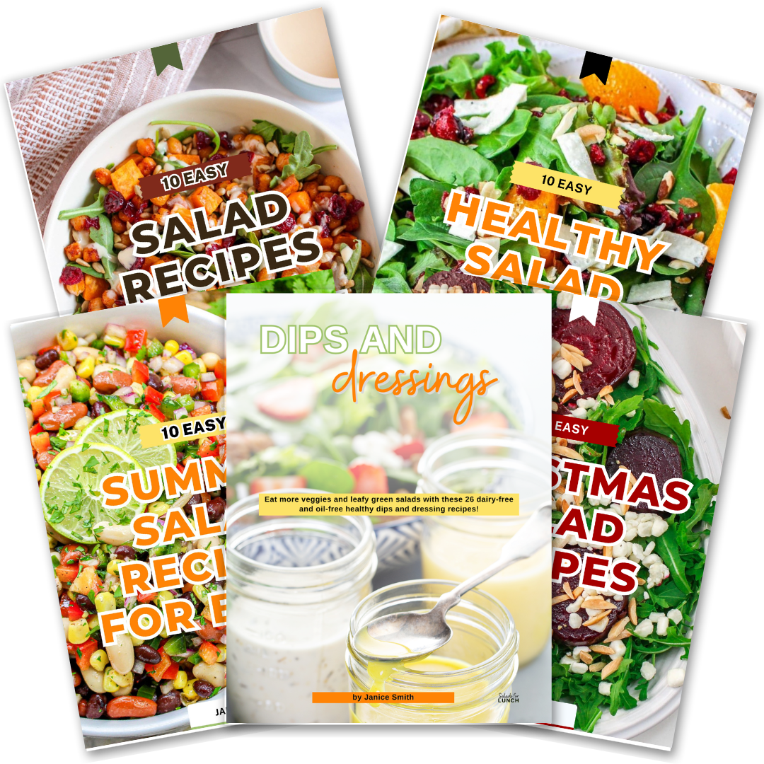 Collage of five salad cookbook covers.
