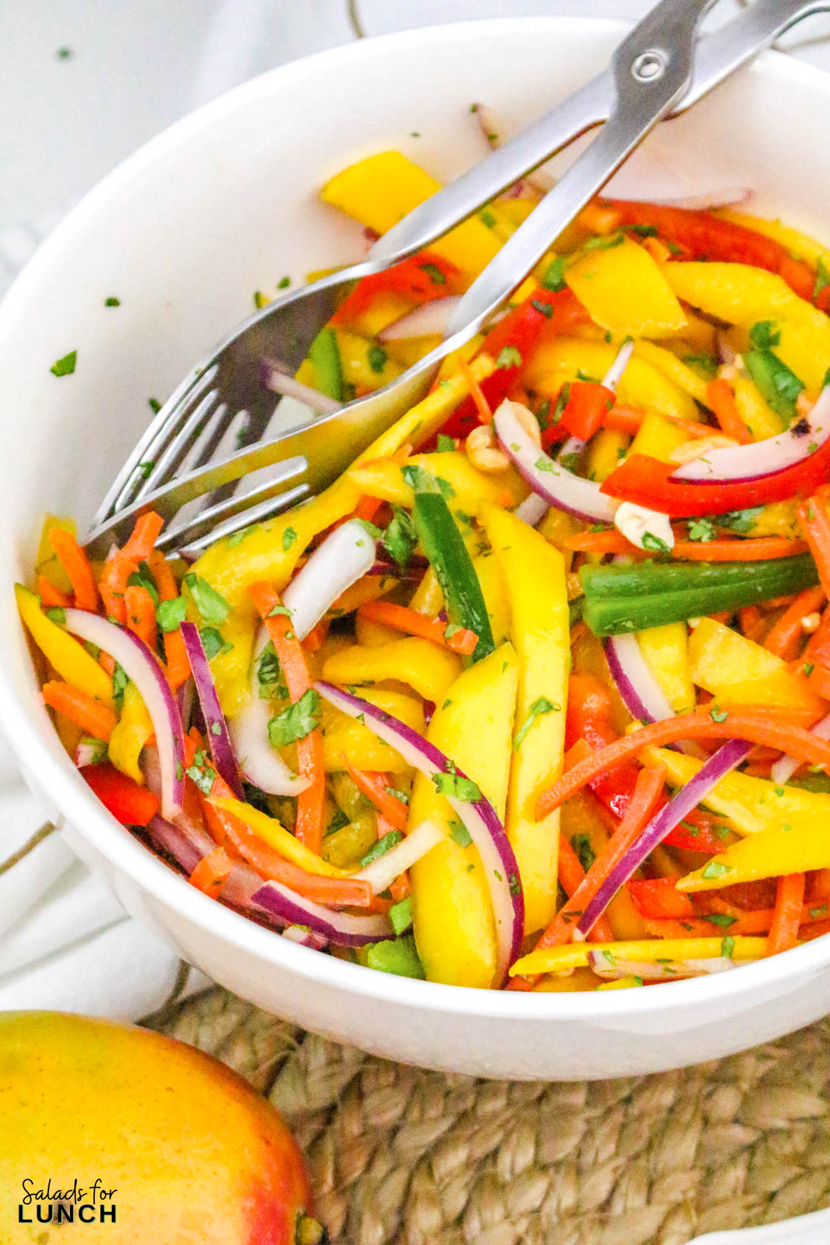 Spicy Mango Salad Recipe 19 - This spicy mango salad combines sweet, ripe mangoes with crisp vegetables and a tangy chili-lime dressing for a fresh, bold side dish. It's quick to toss together and pairs well with grilled meats or tacos.