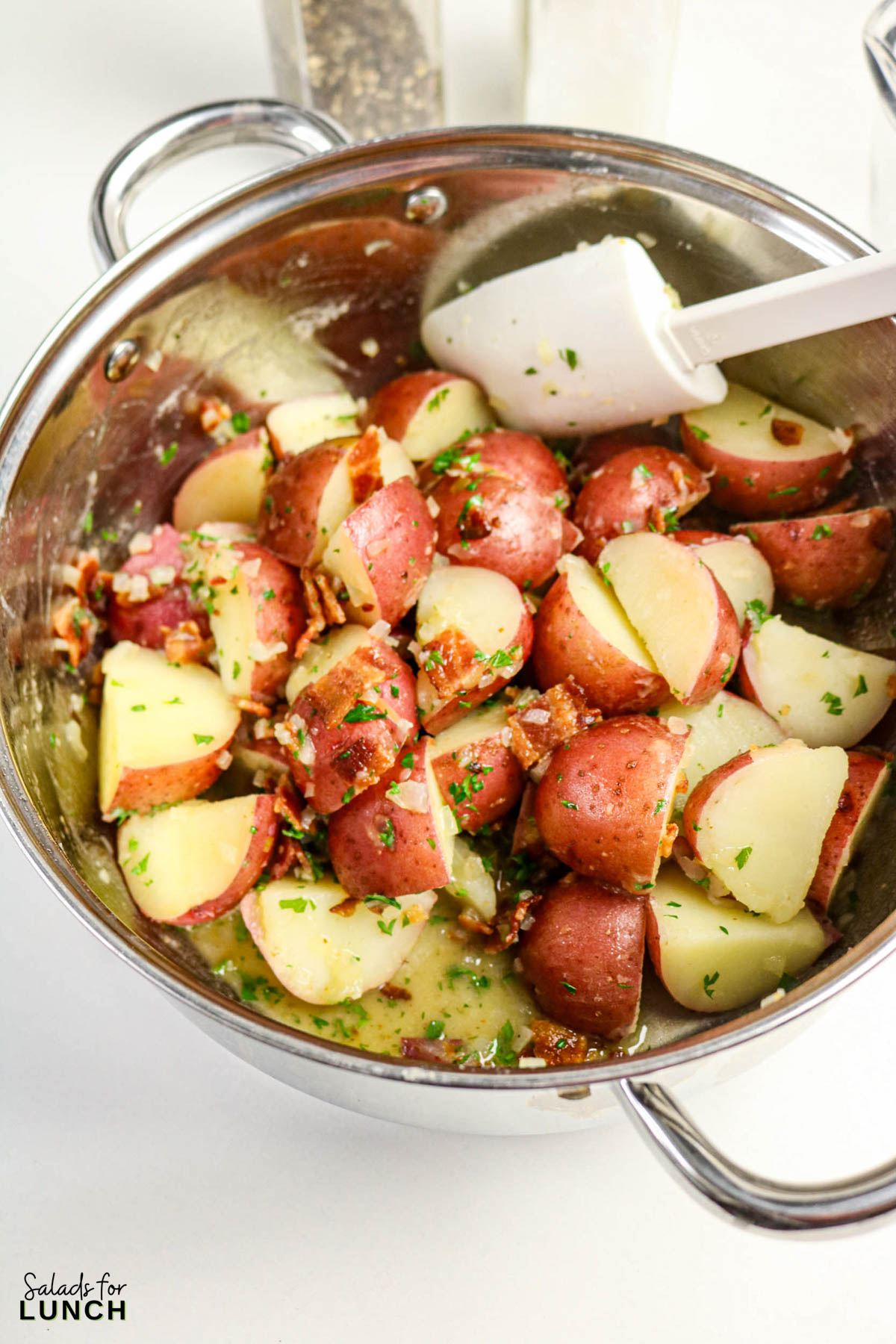 Warm German Potato Salad Recipe 13 - Make this easy Warm German Potato Salad with Bacon for a tangy, hearty, and comforting side dish! An authentic German potato salad recipe that’s perfect for weeknight dinners, potlucks, or a make-ahead salad.
