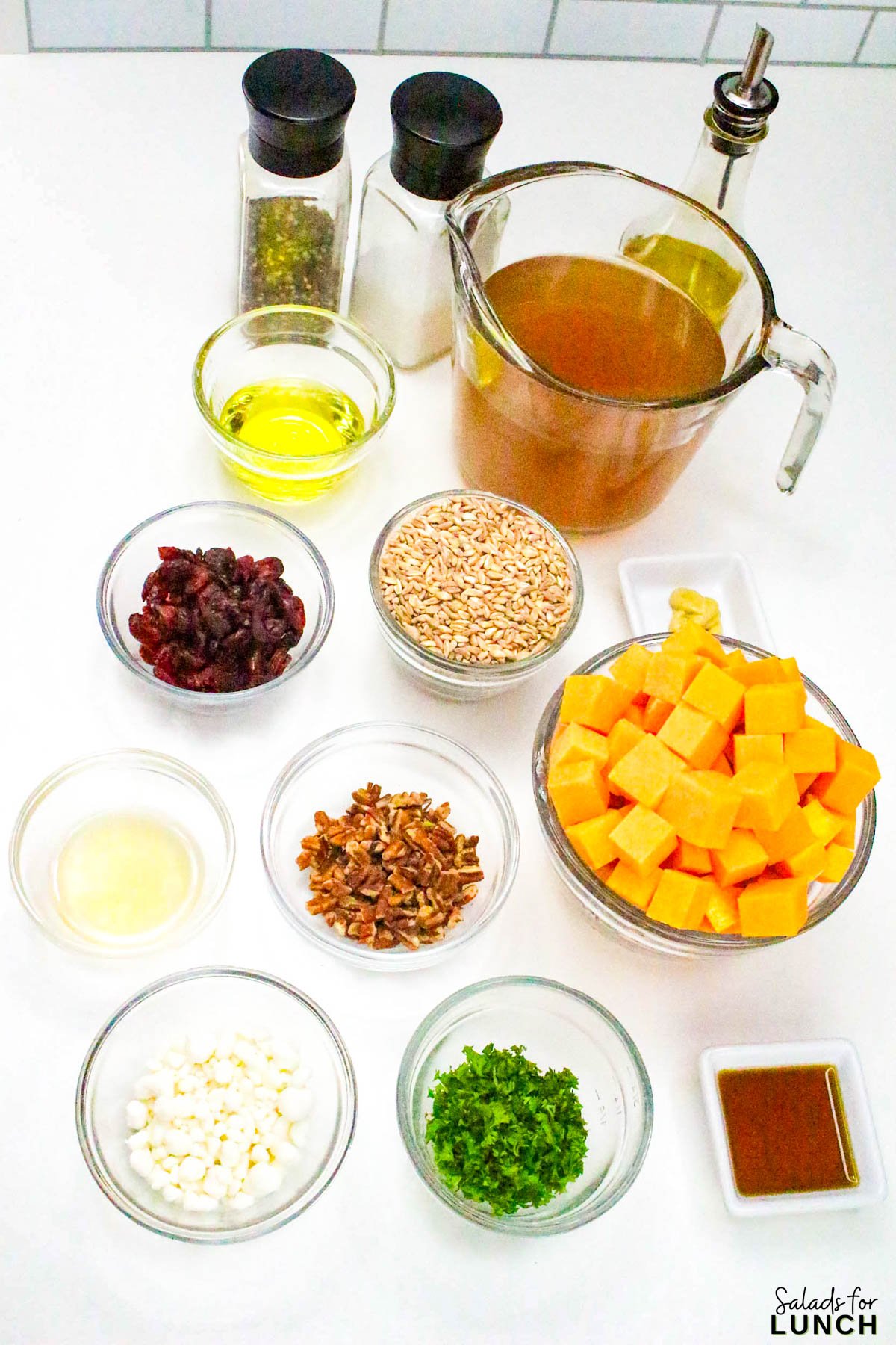 Farro Salad with Roasted Butternut Squash and Cranberries - Farro Butternut Squash and Cranberries Fall Salad 1 Farro Butternut Squash and Cranberries Fall Salad 1 - If youโre looking for a cozy and healthy fall salad recipe thatโs perfect for cooler days, this Farro Salad with Roasted Butternut Squash and Cranberries is the one to make! Itโs packed with warm, nutty farro, tender roasted butternut squash, tangy cranberries, and a maple Dijon vinaigrette that ties everything together beautifully. Itโs hearty enough to serve as a main dish yet light enough to enjoy as a side.