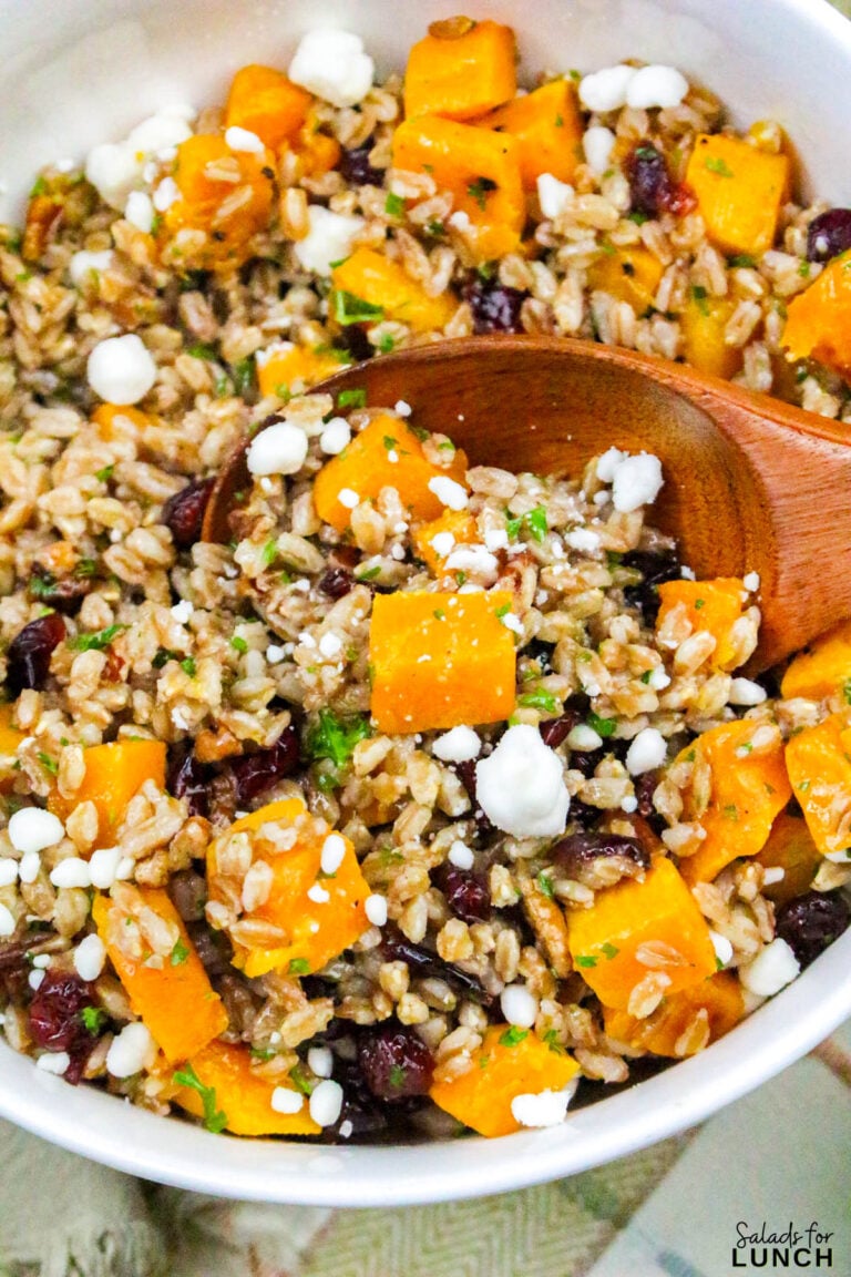 Farro Salad with Roasted Butternut Squash and Cranberries