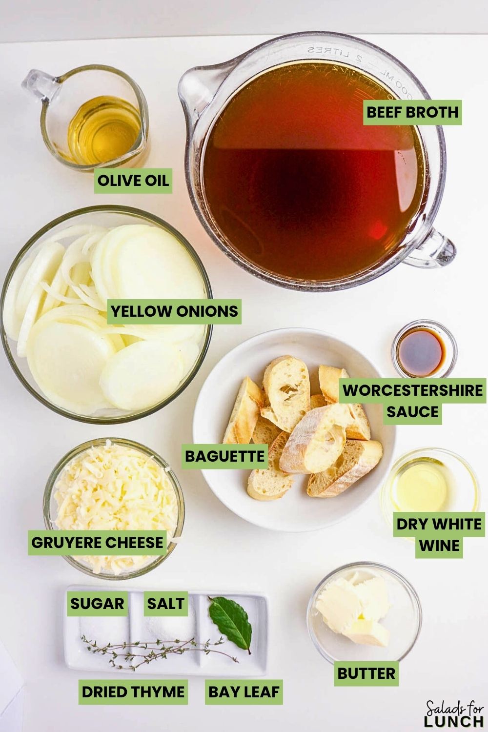 French Onion Soup Ingredients - Warm, comforting, and full of rich flavor — this classic Homemade French Onion Soup is everything you crave on a chilly day!