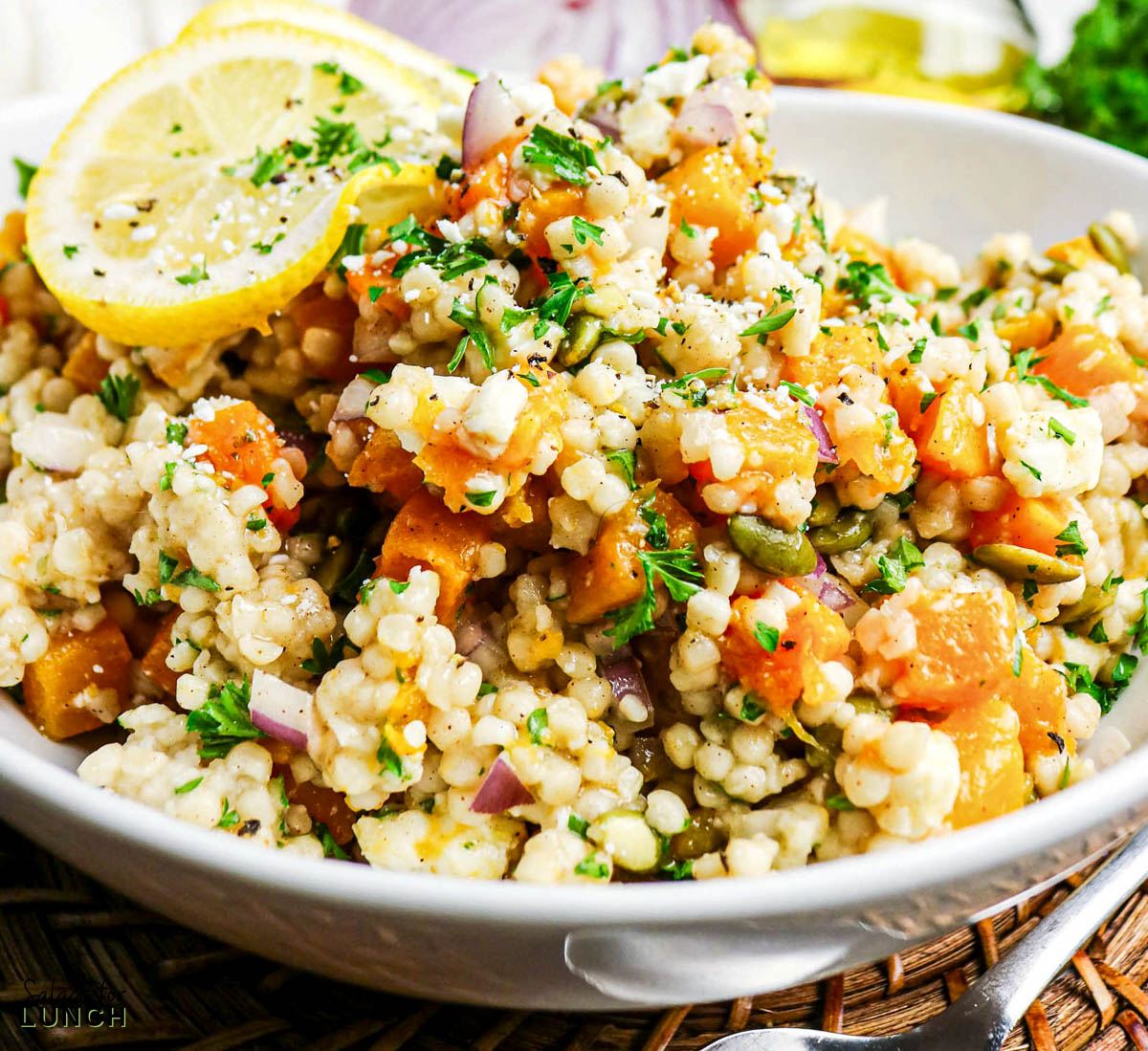 Pumpkin Couscous Salad Recipe 18 - This Roasted Pumpkin Couscous Salad is one of those recipes that feels both cozy and fresh at the same time. This salad features tender roasted pumpkin, fluffy couscous, fresh herbs, and a lightly sweet lemon-honey dressing that comes together in a way that fits right into fall and winter menus. It works beautifully as a side dish, though it can easily pass for a light main when lunchtime rolls around.