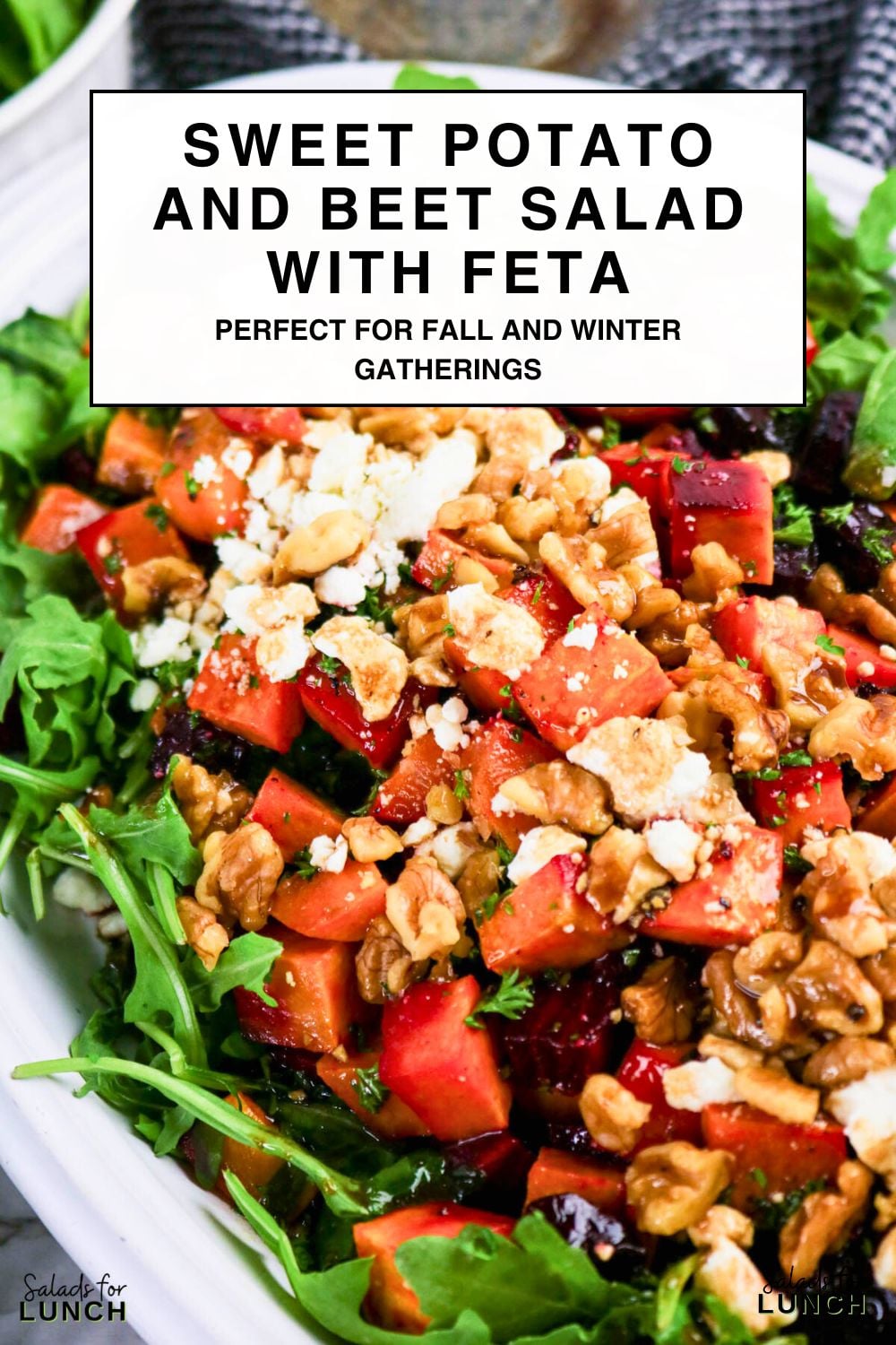 Sweet Potato and Beet Salad with Feta - If you’re hunting for a colorful, hearty salad that feels cozy yet fresh, this Sweet Potato and Beet Salad checks all the boxes. Roasted sweet potatoes bring natural sweetness, roasted beets add earthy flavor, and a tangy balsamic dressing ties everything together. Tossed with greens, feta, and toasted nuts, this salad works beautifully as a holiday side dish or a light lunch.