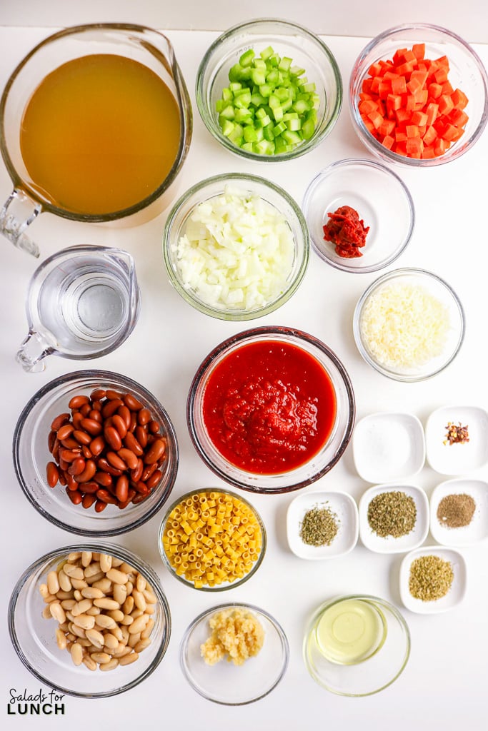 Italian Pasta Fagioli Soup 01 - This stovetop Italian pasta fagioli soup works perfectly as a weeknight dinner or a make-ahead lunch option. The ingredients are easy to find, the steps are simple to follow, and the end result is a hearty bowl of soup that tastes like it took far more effort than it actually did.