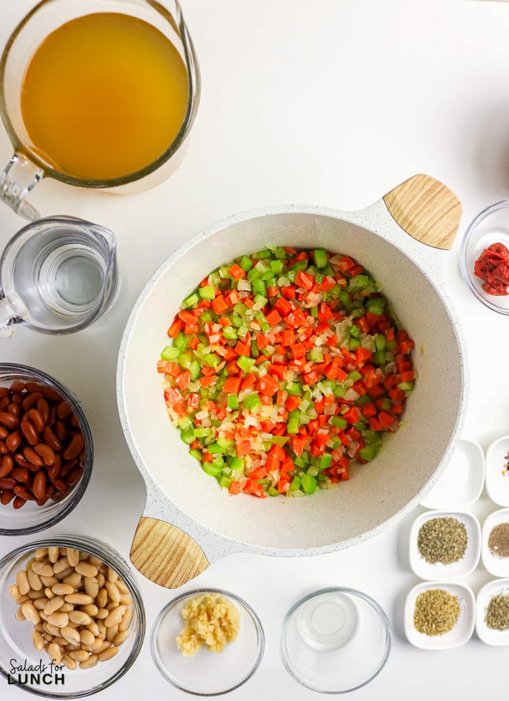 Italian Pasta Fagioli Soup 04 - This stovetop Italian pasta fagioli soup works perfectly as a weeknight dinner or a make-ahead lunch option. The ingredients are easy to find, the steps are simple to follow, and the end result is a hearty bowl of soup that tastes like it took far more effort than it actually did.
