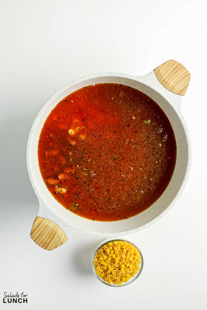 Italian Pasta Fagioli Soup 09 - This stovetop Italian pasta fagioli soup works perfectly as a weeknight dinner or a make-ahead lunch option. The ingredients are easy to find, the steps are simple to follow, and the end result is a hearty bowl of soup that tastes like it took far more effort than it actually did.