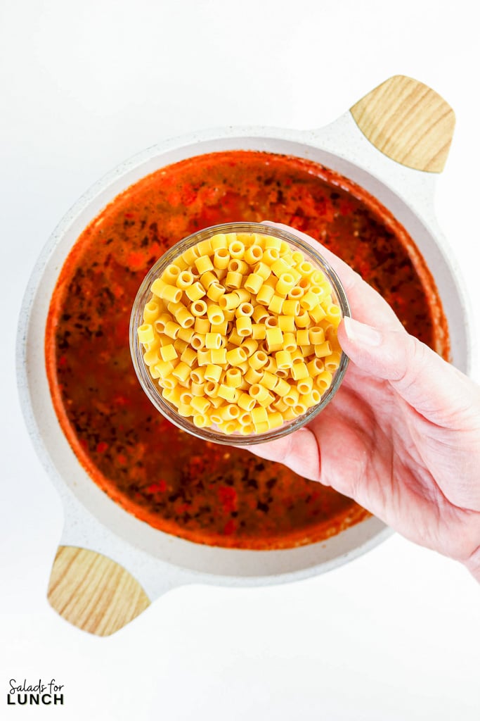 Italian Pasta Fagioli Soup 10 - This stovetop Italian pasta fagioli soup works perfectly as a weeknight dinner or a make-ahead lunch option. The ingredients are easy to find, the steps are simple to follow, and the end result is a hearty bowl of soup that tastes like it took far more effort than it actually did.