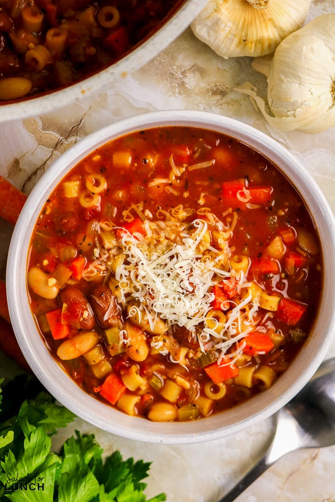 Italian Pasta Fagioli Soup 18 - This stovetop Italian pasta fagioli soup works perfectly as a weeknight dinner or a make-ahead lunch option. The ingredients are easy to find, the steps are simple to follow, and the end result is a hearty bowl of soup that tastes like it took far more effort than it actually did.