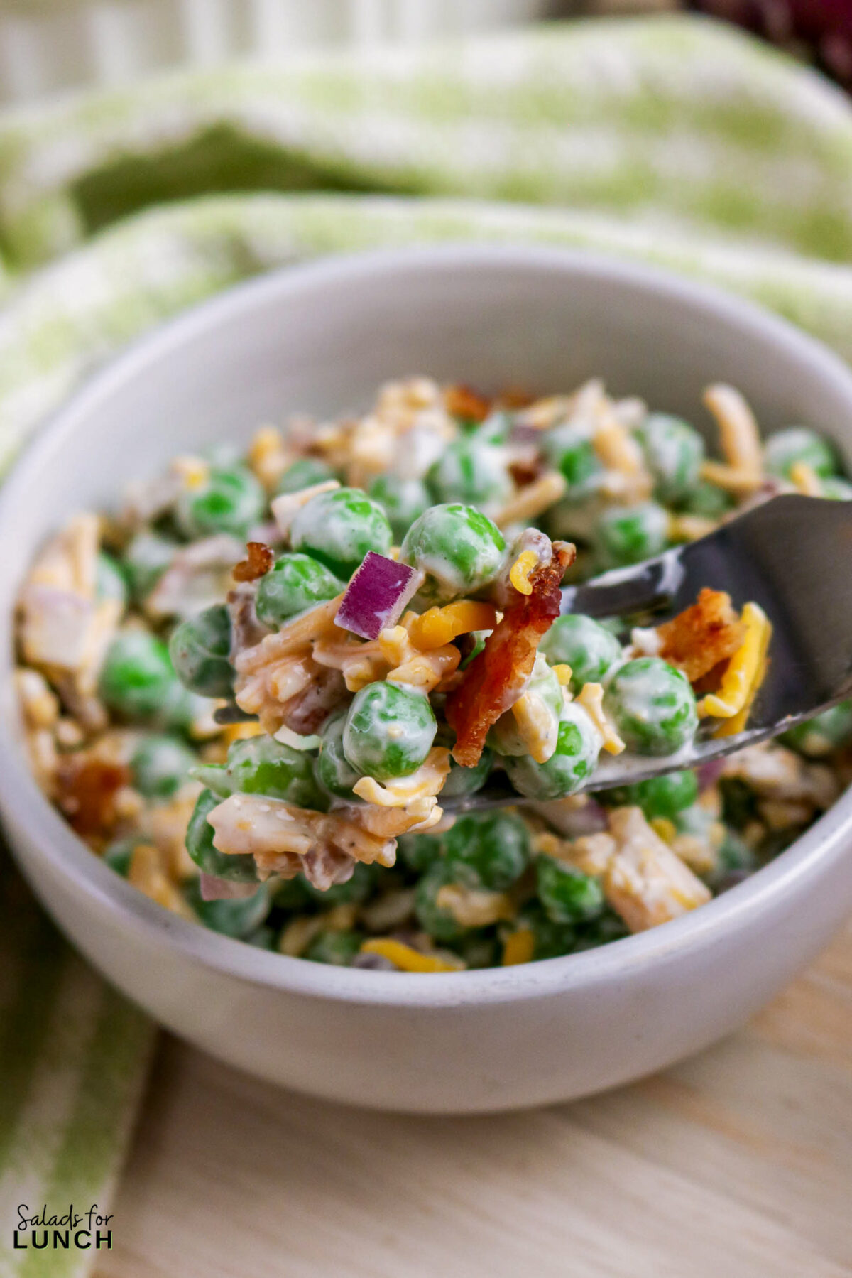 Classic Pea Salad with Bacon and Cheese (No Mayo) - Pea Salad Recipe No Mayo 31 Pea Salad Recipe No Mayo 31 - Say goodbye to heavy, overly-mayo-laden recipes, and say hello to this bright, light, and flavor-packed Classic Pea Salad. This isn’t your grandmother’s creamy classic (although we love hers too!); this version uses a light, tangy sour cream-based dressing that makes every spoonful feel fresh and wonderful. It’s the simple, cold side dish that perfectly complements any grilled chicken or baked fish.