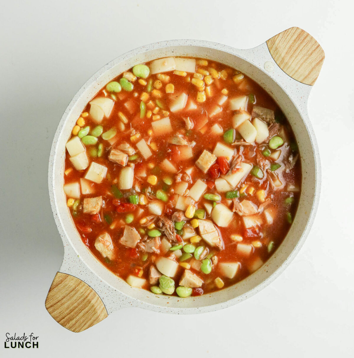 Brunswick Stew Recipe 22 - Learn how to make easy Brunswick stew with chicken and pulled pork. This hearty Southern Brunswick stew recipe is a simple one-pot meal with vegetables and rich tomato broth.