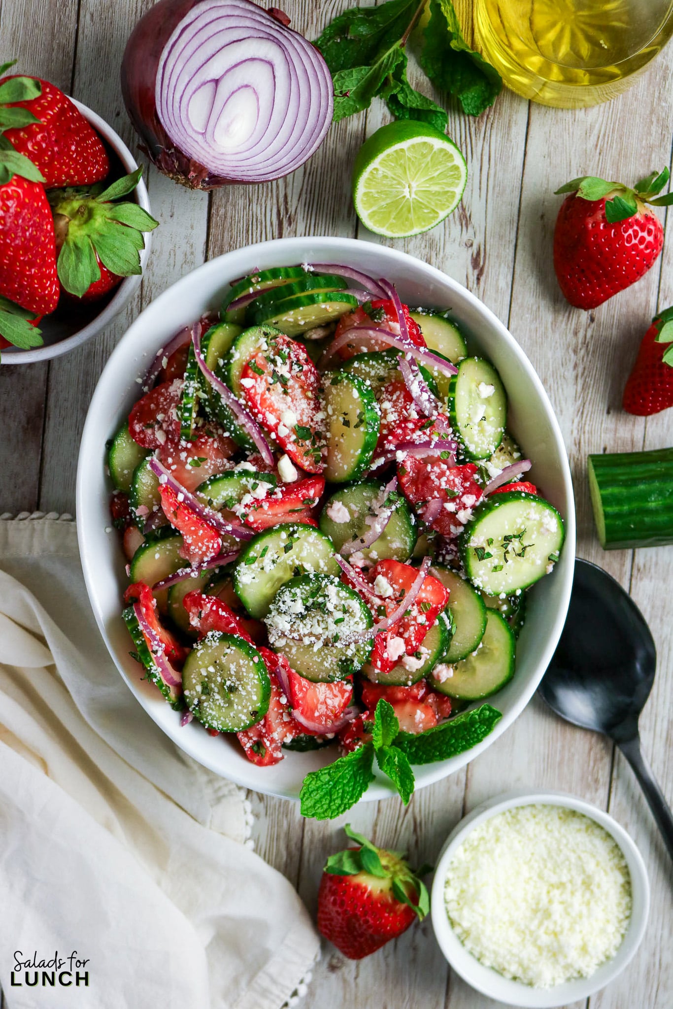 Strawberry Cucumber Salad with Feta and Mint